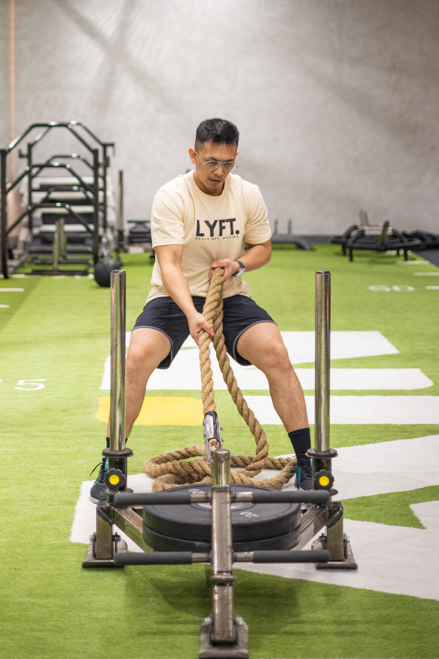 Lyft Core Tee Beige with DARK GREY LOGO