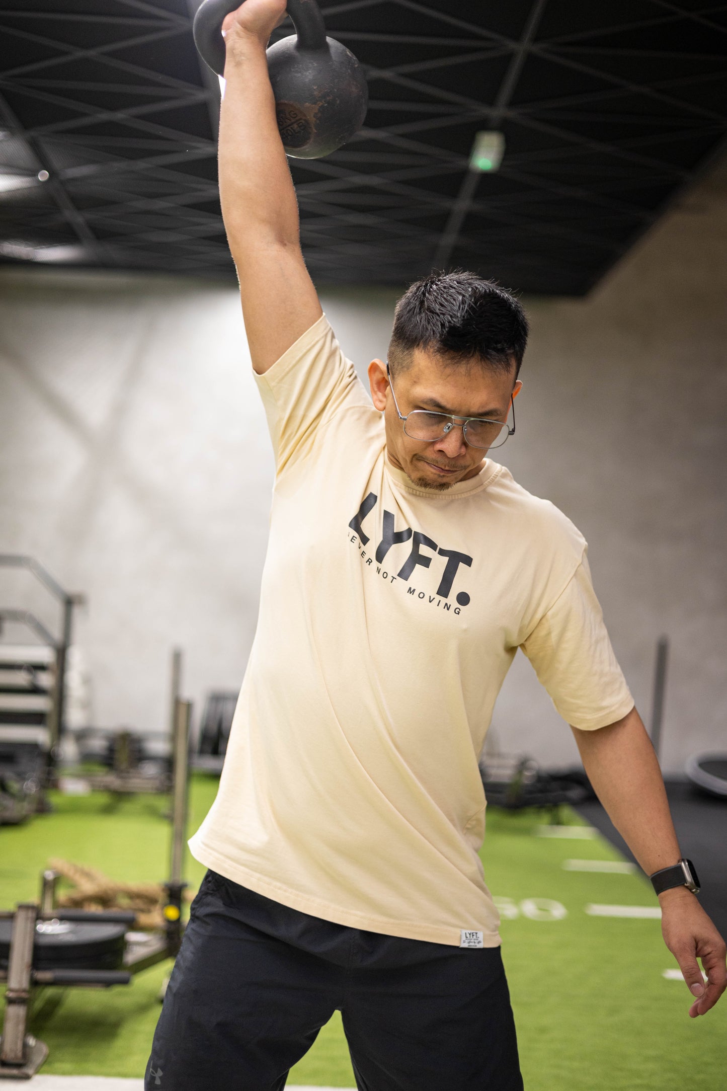Lyft Core Tee Beige with DARK GREY LOGO